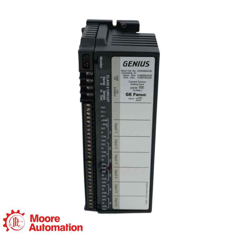 GE Fanuc IC660BBA026 Genius I/O Stromquellen-Analogblock mit 6 Eingängen